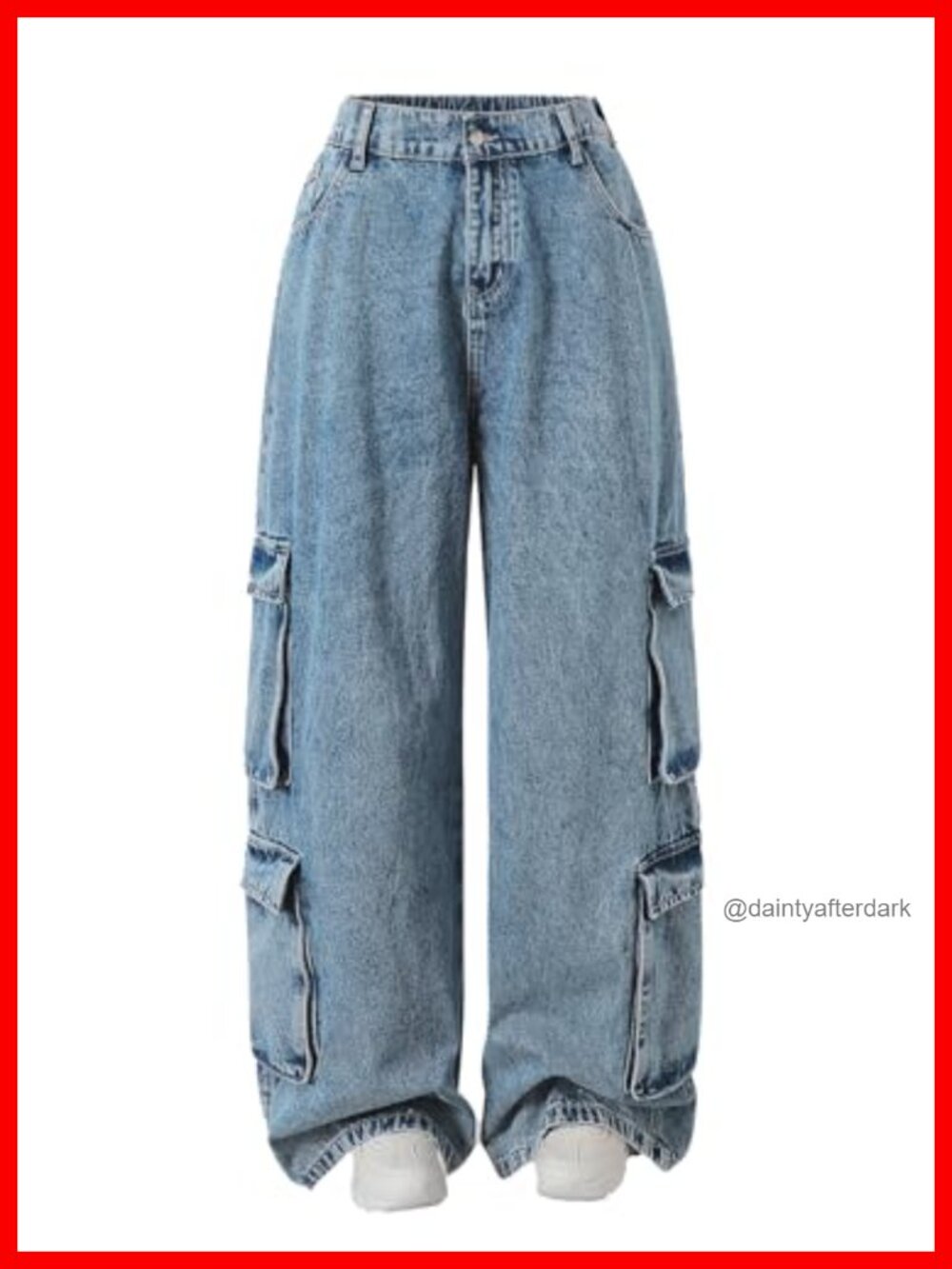 Plus Size Wide Leg Cargo Pants High Waist Straight Fit Denim Utility Streetwear